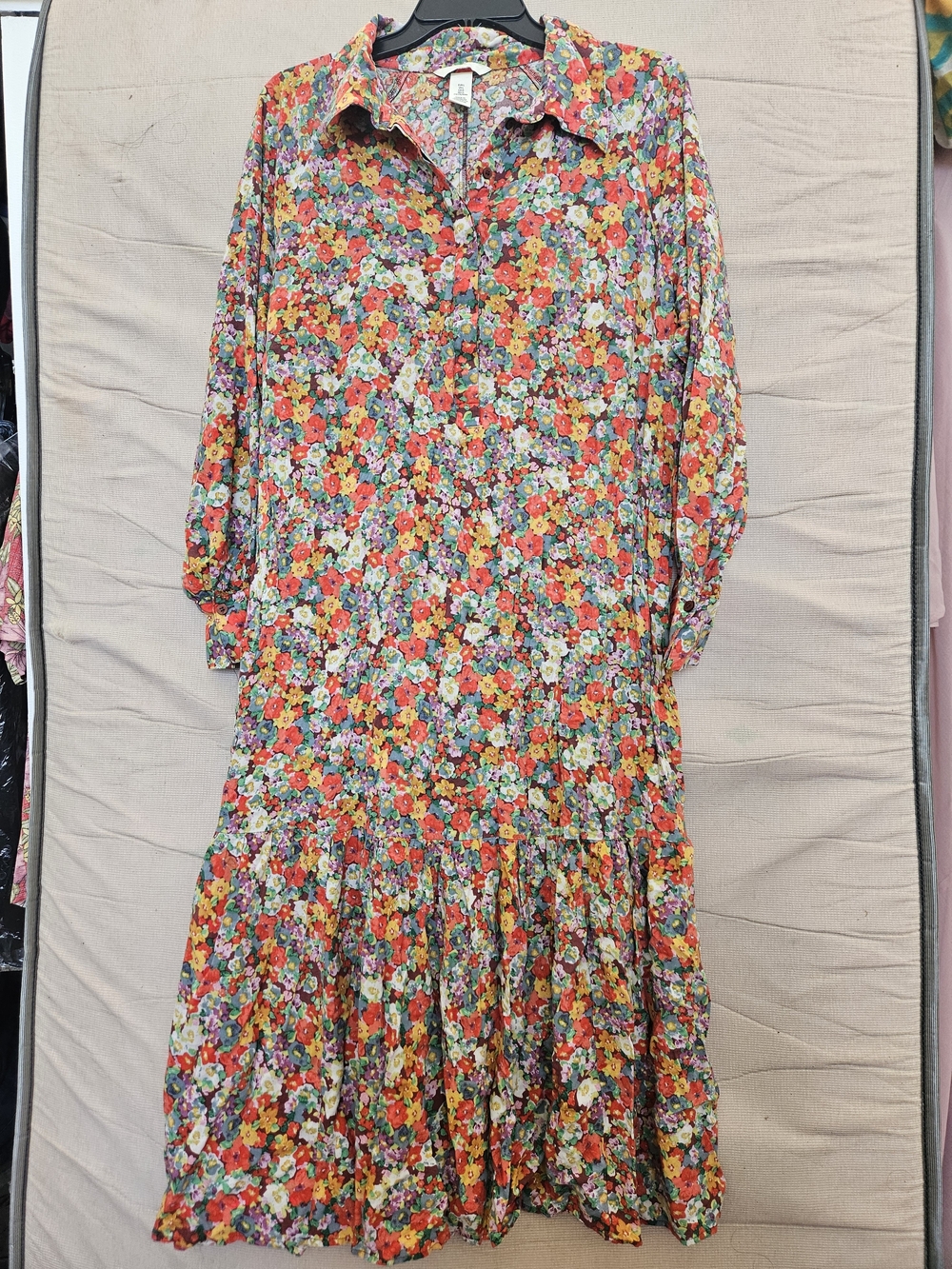 H&M Multicolor Floral Maxi Dress with Orange and Red Blooms